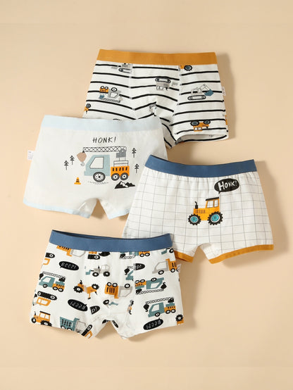 Wolkje™ Cartoon Boxershorts voor Jongens | 4 stuks